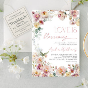 Invitación El amor rosado vintage está floreciendo en la duch