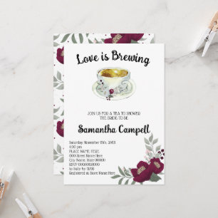 Invitación El amor se está fabricando Floral Marsala Tea Brid