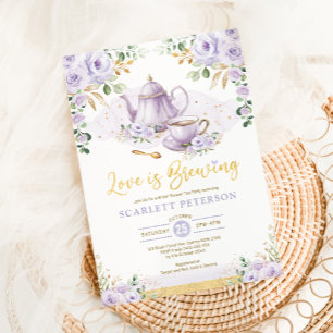 Invitación El amor se está fabricando la flor morada Té de du