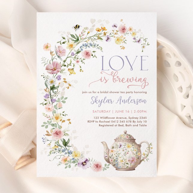 Invitación El amor se está fabricando un Fiesta de té de flor (Subido por el creador)