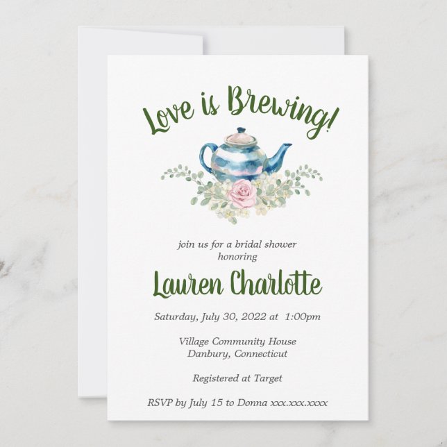 Invitación El amor se está fraguando | Bridal Baby Shower | F (Anverso)