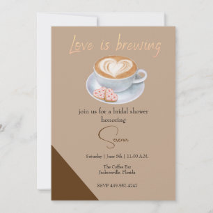 Invitación El amor se está fraguando, café tienda ducha de no