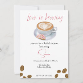 Invitación El amor se está fraguando, café tienda ducha de no