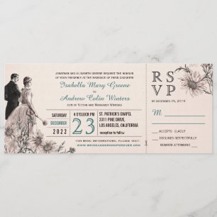Invitación El amor y la boda del vintage de las margaritas