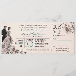 Invitación El amor y la boda del vintage de las margaritas