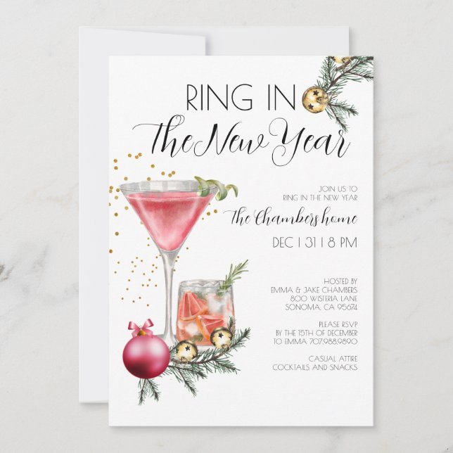 Invitación El anillo de Fiestas de Año Nuevo en Año Nuevo (Anverso)