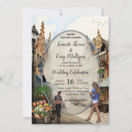 Invitación El antiguo mercado de Amsterdam Anton Pieck estilo