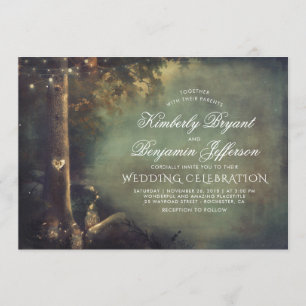 Invitación El árbol de amor Mason Jar ilumina a un Boda rústi