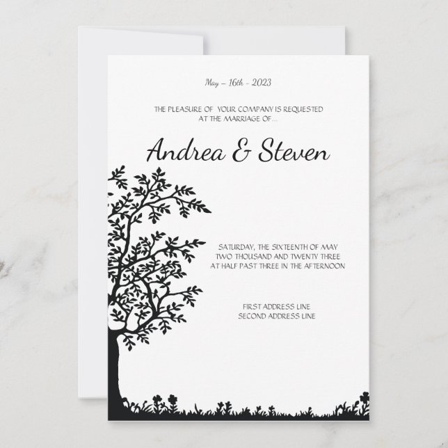 Invitación El árbol de la boda de la vida invita. Ramas de (Anverso)