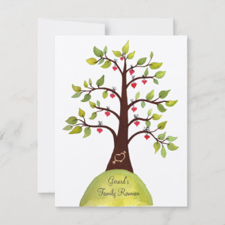 Invitación El árbol del corazón de la acuarela de la reunión