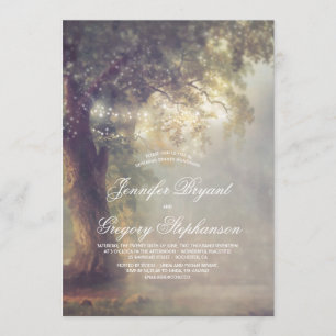 Invitación El árbol ilumina la cena rústica del país
