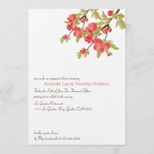 Invitación El árbol rosado florece fiesta de compromiso de la