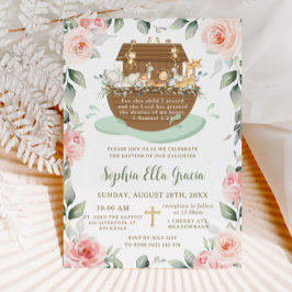 Invitación El arca rosa rosa rosa de Noé hace que el bautismo