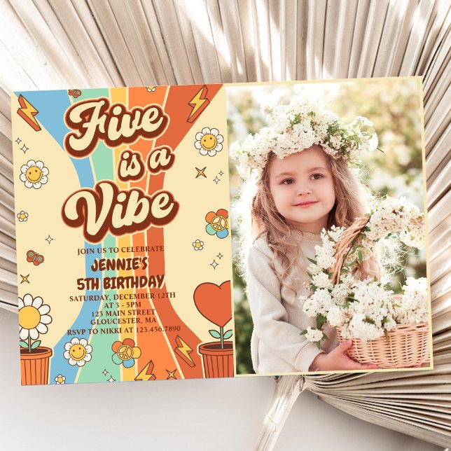 Invitación El arco iris cinco retro es un árbol vibra de cinc (Subido por el creador)