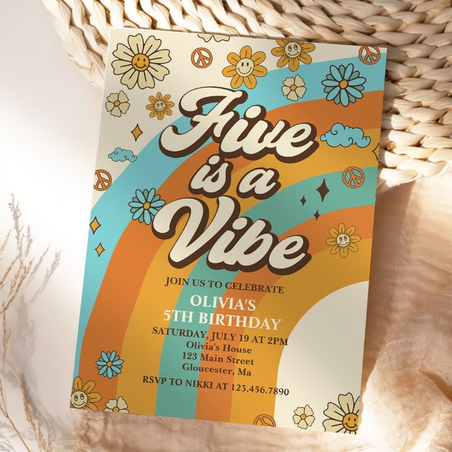 Invitación El arco iris cinco retro es un árbol vibra de cinc (Subido por el creador)