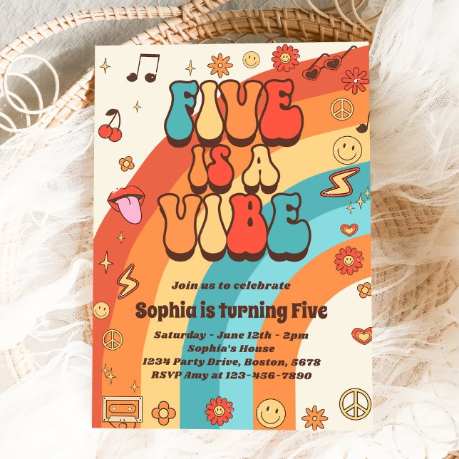 Invitación El arco iris cinco retro es un árbol vibra de cinc (Subido por el creador)