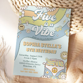 Invitación El arco iris cinco retro es un árbol vibra de cinc