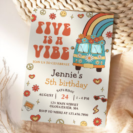 Invitación El arco iris cinco retro es un árbol vibra de cinc