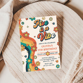 Invitación El arco iris cinco retro es un árbol vibra de cinc