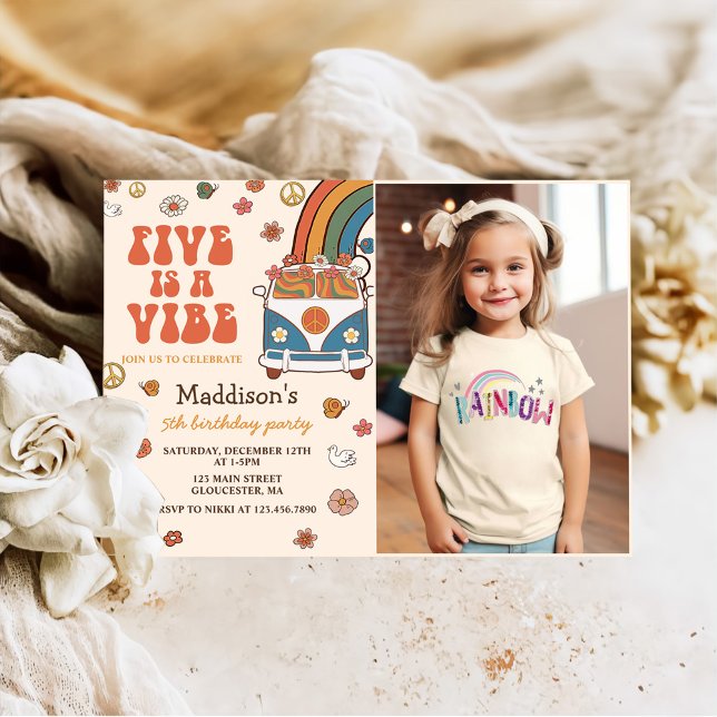 Invitación El arco iris cinco retro es un árbol vibra de cinc (Subido por el creador)