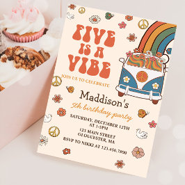 Invitación El arco iris cinco retro es un árbol vibra de cinc