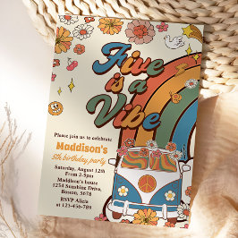 Invitación El arco iris cinco retro es un árbol vibra de cinc