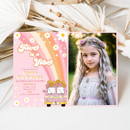 Invitación El arco iris cinco retro es un árbol vibra de cinc