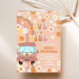 Invitación El arco iris cinco retro es un árbol vibra de cinc