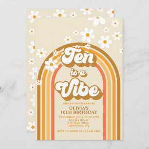 Invitación El arco iris diez retro es un vibe Groovy décimo c