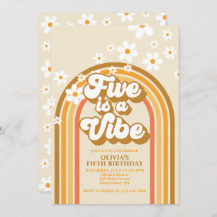 Invitación El arco iris FIVE retro es un árbol vibra quinto c