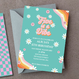 Invitación El arco iris FIVE retro es un árbol vibra quinto c