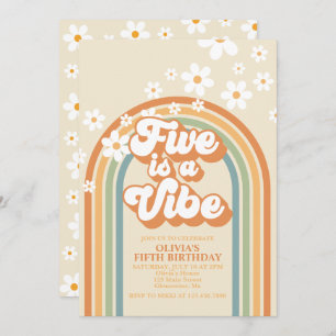 Invitación El arco iris FIVE retro es un Groovy de vibración