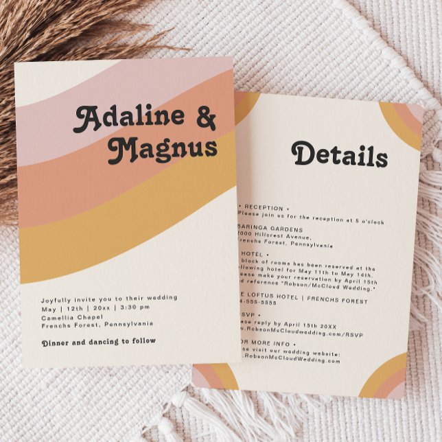 Invitación El arco iris moderno retro 70 todo en un Boda (Subido por el creador)