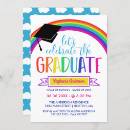 Invitación El arco iris nos dejó celebrar al graduado