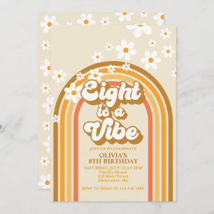 Invitación El arco iris ocho retro es un vibe Groovy octavo c