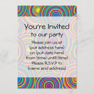 Invitación El arco iris retro circunda el modelo