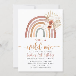 Invitación El arcoiris boho es salvaje un primer cumpleaños