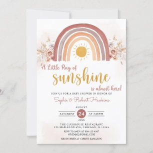 Invitación El arcoiris boho un pequeño rayo de sol en Baby Sh