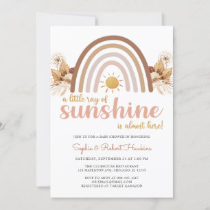 Invitación El arcoiris boho un pequeño rayo de sol en Baby Sh