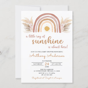 Invitación El arcoiris boho un pequeño rayo de sol en Baby Sh