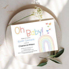 Invitación El arcoiris colorido y bonito con el Baby Shower d