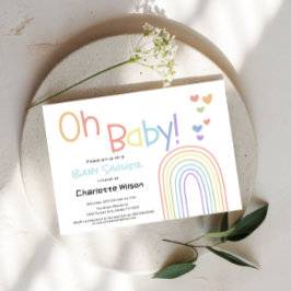 Invitación El arcoiris colorido y bonito con el Baby Shower d