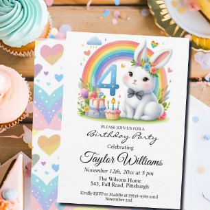 Invitación El arcoiris colorido y el Fiesta de cuarto cumplea
