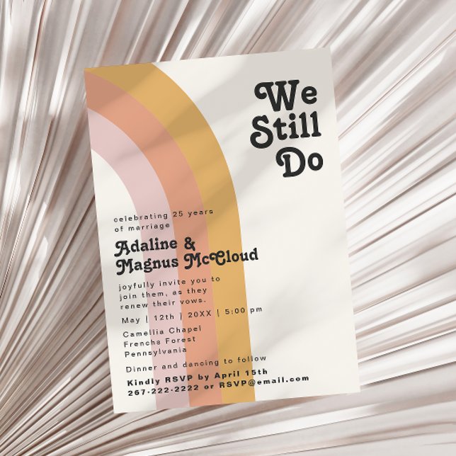 Invitación El arcoiris de los 70 retro moderno todavía promet (Subido por el creador)