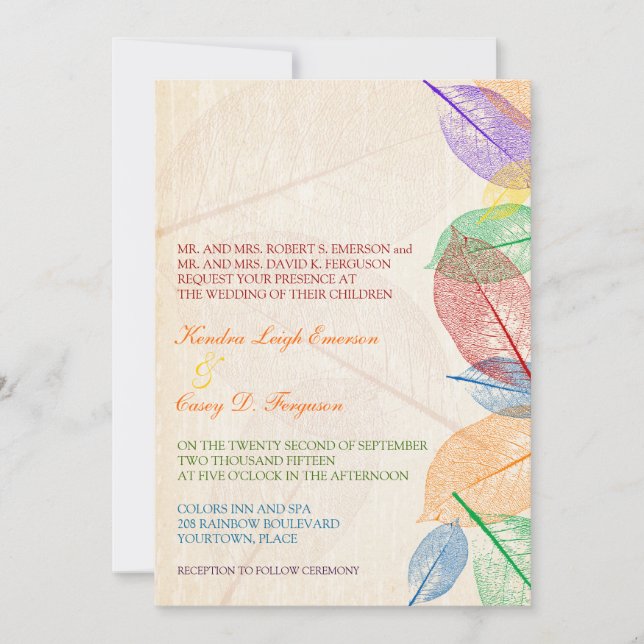 Invitación El arcoiris deja Boda (Anverso)