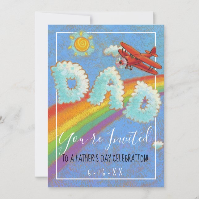 Invitación El arcoiris del avión de brunch del día del padre (Anverso)