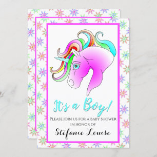 Invitación ¡El arcoiris Personalizado de unicornio es un niño
