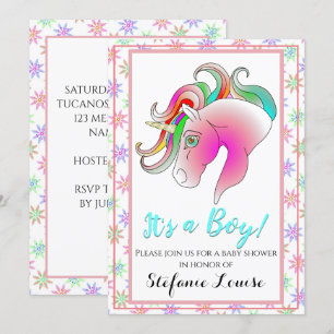 Invitación ¡El arcoiris Personalizado de unicornio es un niño