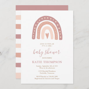 Invitación El arcoiris rosado de Rubor es un Baby Shower Chic