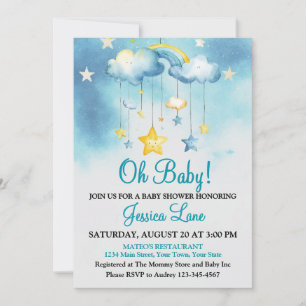 Invitación El arcoiris y el Baby Shower de Stars Boy
